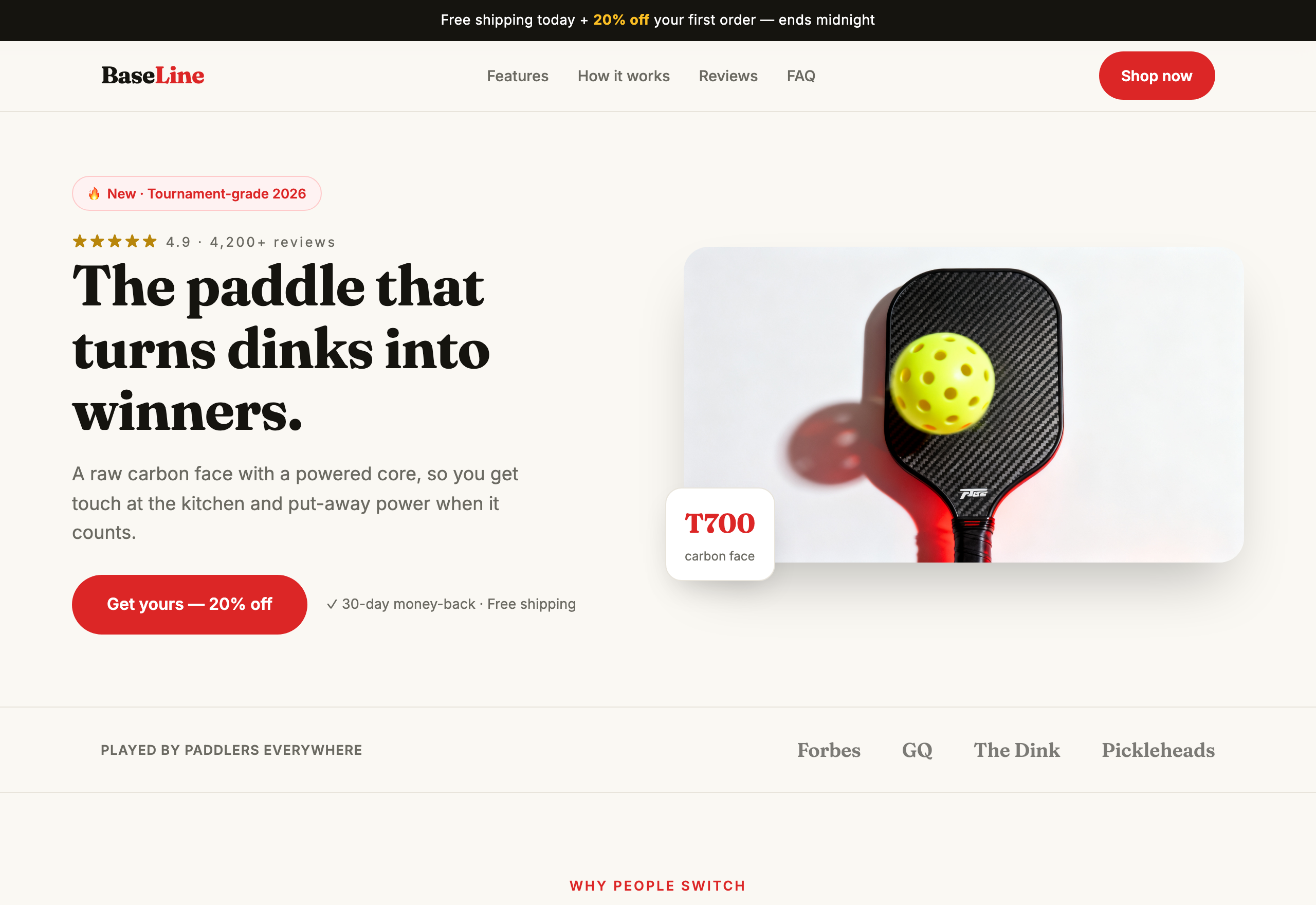 BaseLine — Carbon Pickleball Paddle