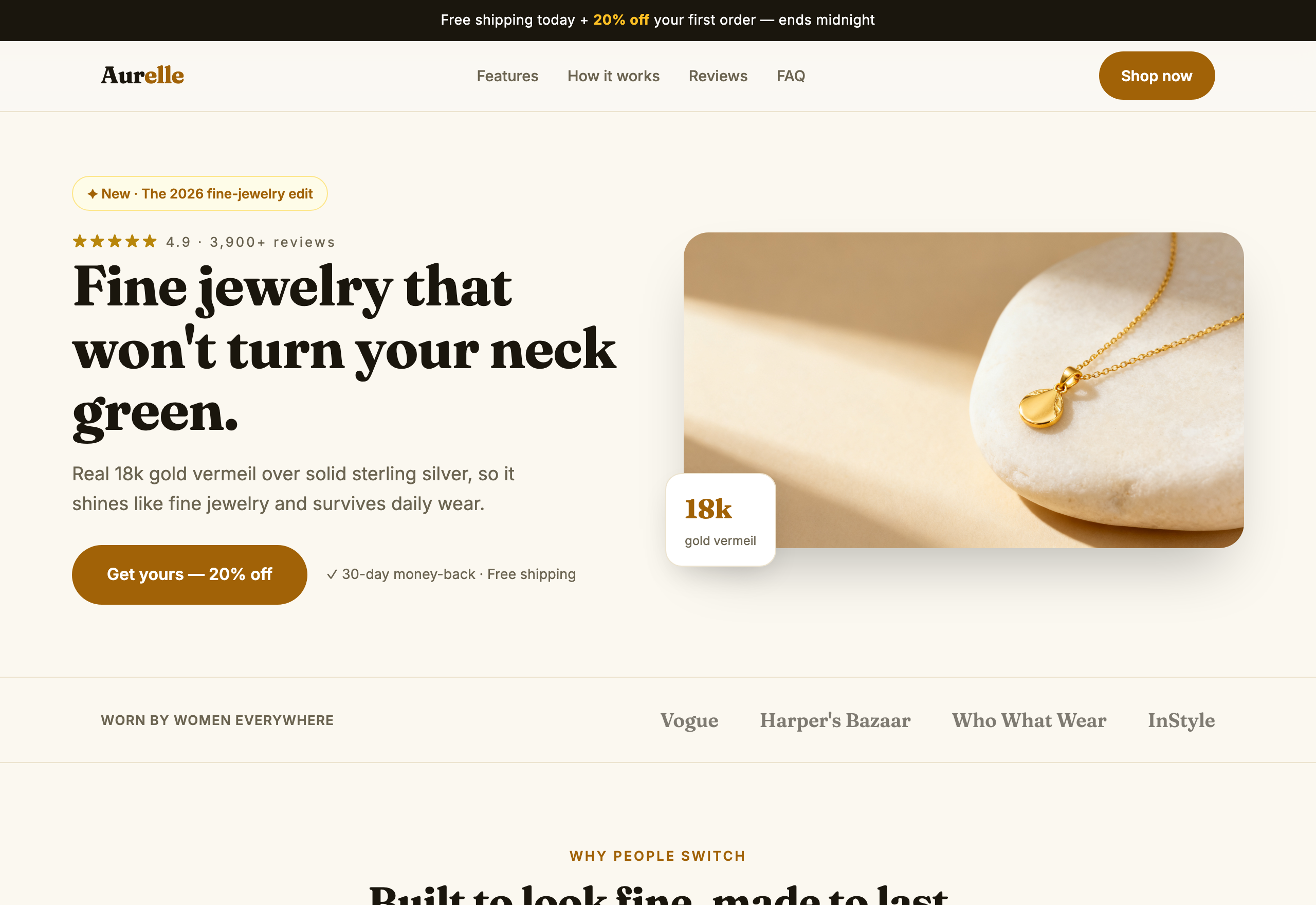 Aurelle — 18k Gold Vermeil Necklace